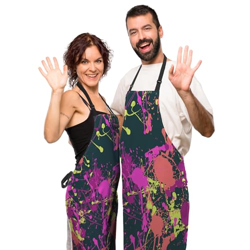 Cook Apron for Women Splatter Paint Pattern Mans Aprons for Cooking Funny for Kitchen Cooking Restaurant BBQ Painting Crafting 27” (W) x 31” (H), Waterproof Aprons - color: Splatter Paint Pattern