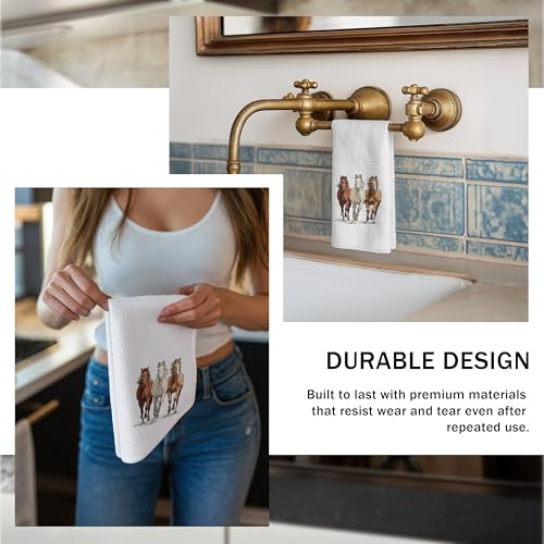 Horse Kitchen Towels, Horse Lover Gifts Tea Dish Towels for Kitchen Decor, Farmhouse Western Farm Animal Hand Towel for Bathroom, 16x24 Inch - color: 06color