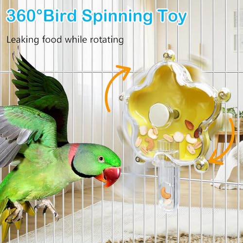 BNOSDM Bird Foraging Toys Cockatiel Foraging Wheel Parrot Cage Spinning Toys Parakeet Enrichment Puzzle Feeder Toy for Budgies Lovebirds Canaries (Yellow) - color: Yellow