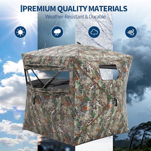 OUTLANE Hunting Blind 270° See-Through Panels, Pop Up Ground Blind for Deer Turkey, Portable Quick Setup with Carry Bag - size: 71x71x78.74 Inch
