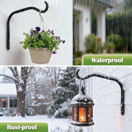 Lifyzoon 12 Inch Plant Hanger Brackets, 2-Pack Metal Hanging Wall Hooks | Holds 15lbs, Rust-proof Outdoor Iron Planter Backets, Ideal for Hanging Baskets, Bird Feeders, Wind Chimes, and Lanterns - size: 12Inch-2Pack