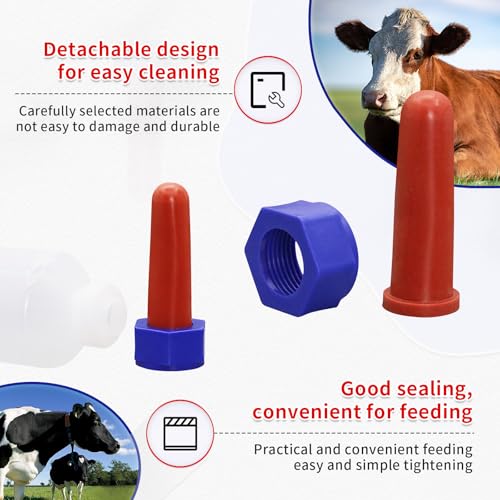 2PCS 500ml Calf Nursing Feeder Bottles with Screw Silicone Nipple | Leak-Proof Detachable Easy Clean Food Grade Calf Bottle, Farm Animal Milk Feeder for Calf Lamb Goat Sheep Newborn Livestock