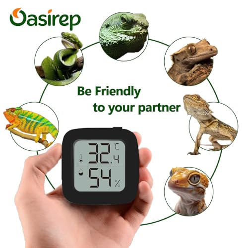 Black 2-Pack Reptile Thermometer and Hygrometer – Digital LCD Temp & Humidity Gauge for Bearded Dragon, Corn Snake, Hermit Crab, Iguana, Axolotl, Vivarium & Terrarium Setup - size: Black-2PCS