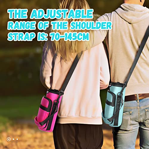 Nuovoware Water Bottle Carrier Bag, 25oz/32oz, Plum Red | Adjustable Shoulder Hand Strap, 2 Pocket, Neoprene Sleeve, For Hiking Travelling Camping - color: Plum Red, size: 25-32 Ounces - Standard