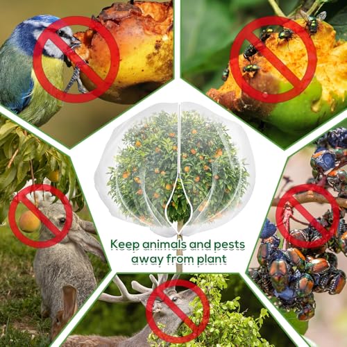 7.8 x 7.8 ft Large Fruit Tree Netting Cover with Zipper and Drawstring,Garden Insect Netting Plant Cover Transparent Bird Plant Barrier Flower Fruit Mesh Screen for Preventing Deer Squirrel Bugs | Ultra-Fine Mesh Plant Cover for Fruit Trees, Flowers and V