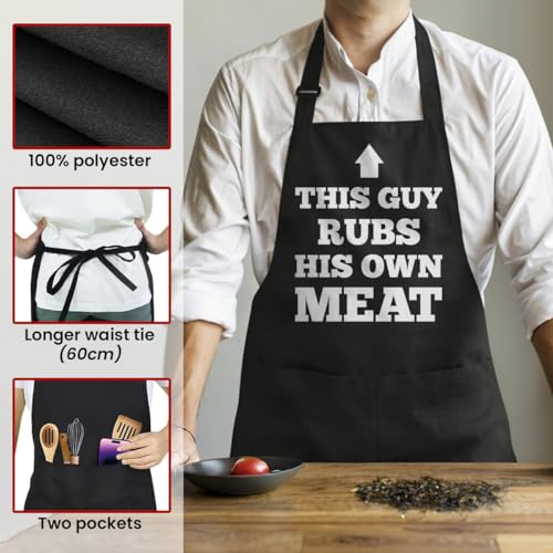 SANDJEST Funny Mens Aprons with Pockets for BBQ Grilling Cooking Grandpa Husband Apron for Birthday Christmas Father's Day - color: Grilling/Bbq 3