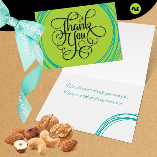 NUT CRAVINGS - Thank You Appreciation, Mixed Nuts (7 Assortments) | Gift Basket with Thank You Ribbon + Greeting Card, Food Platter, Healthy Snack Care Package, Food Assortments - style: 5. Thank You - Deluxe (7 Assortment)