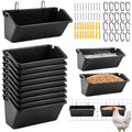 10 Pack Chicken Feeder,5 Quart Hanging Goat Waterer,Black | Two Mounting Options, Metal Clips and Screws,Solid base without holes,Livestock Feed Buckets for Sheep Duck Coop, Farm, Geese - color: Black