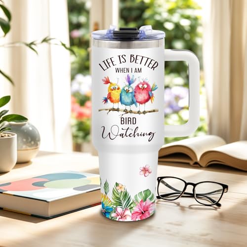 DUUV Bird Watching Tumbler 40oz, Insulated Birds Lover Gift for Women | Funny Bird Lover Cup Leakproof, Birds Watching Gift Mug, Birthday Christmas Ideal Gifts for Birders Lovers Women Man, 1 Pack - color: Three Birds