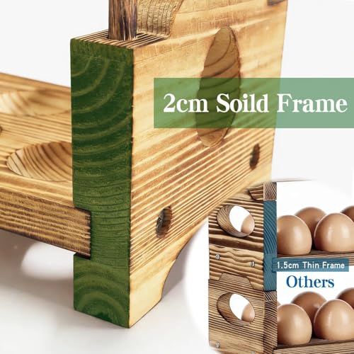 3-Tier Egg Holder Countertop for 36 Eggs Wooden Stackable Fresh Egg Storage | easter egg decor thanksgiving party serving tray holiday table egg display decorative farm egg rack - size: 3A