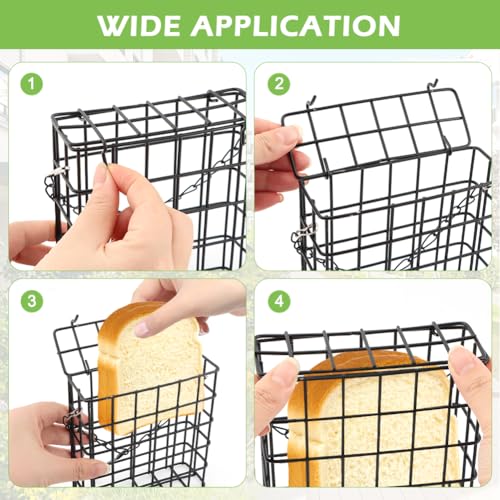 2-Pack Suet Feeder for Wild Birds, Hanging Bird Feeder Cage with Double-Latch, Heavy Duty Suet Holder for Cakes, Outside Suet Bird Feeder for Woodpeckers, Tits & Swallows
