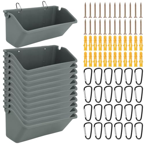 12 Pcs 5 Quart Hanging Chicken Feeders with Metal Clips Duck Water Trough Goat Feeder Bucket Container Chicken Waterer for Fence Deer Horse Pig Turkeys Goose Poultry Livestock Supplies