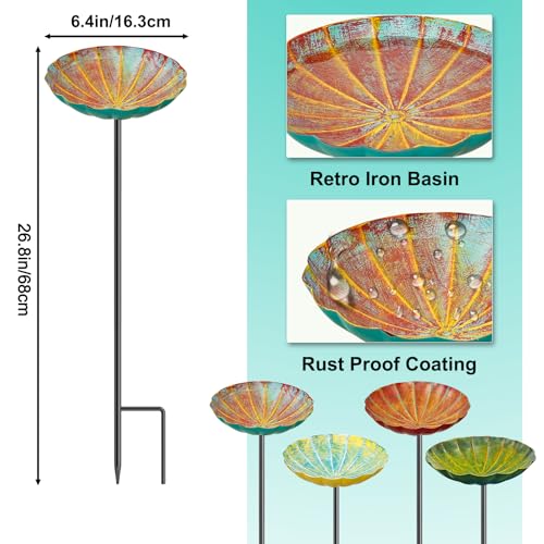 Metal Flower Bird Bath for Outside, Small Hummingbird Bath Bowl Detachable Birdfeeder Bowl Garden Decor for Outdoor Yard Lawn (4PCS-Flowers) - style: 4PCS-Flowers