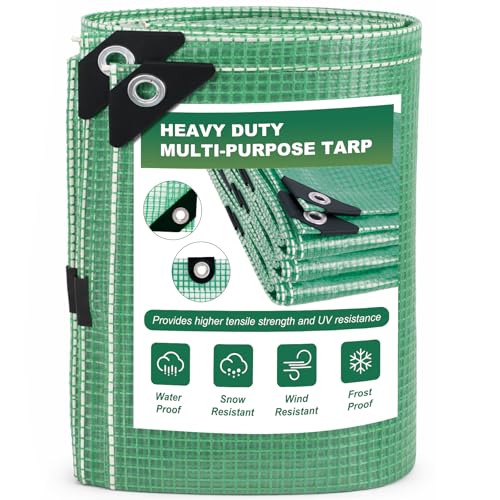 18 Mil Greenhouse Cover, 10x18 FT Clear Green Heavy Duty Greenhouse Tarp, UV Resistant Waterproof Green House Plastic Covering with Grommets for Garden, Farms, Nursery - size: Clear Green 10FTx18FT