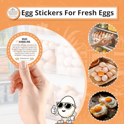 500Pcs Farm Fresh Egg Carton Stickers Labels, 1.7 Inch Self Adhesive Writable Handling Stickers for Farm Small Businesses and Chicken Farms Farmers Markets - color: Egg Handling