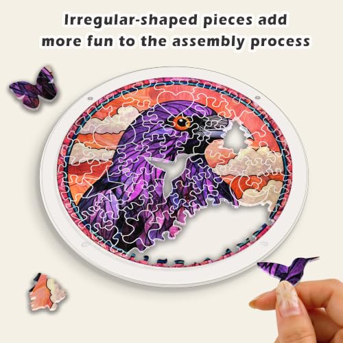 Purple Eagle Acrylic Jigsaw Puzzle Suncatcher Bird Window Decor 6.3" | Acrylic Jigsaw Puzzle Decor, Birthday Gifts for Women Nana, Mothers Day Gifts for Mom Grandma, Christmas Stocking Stuffer - size: 6.3 x 6.3 IN