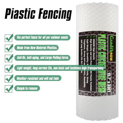Upgraded 15.7IN x 33FT ABS Plastic Chicken White Wire Fence Mesh, Poultry Fencing, Hexagonal Fencing Wire for Gardening, Construction Barrier Netting, Chicken Wire Frame Crafts, Floral Netting - color: White