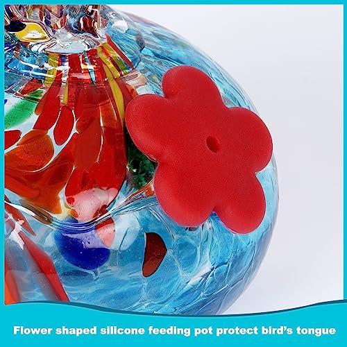 Hummingbird Feeder and Bird Bath for Outdoors 2-in-1 for Small Birds - Hummingbird Bath Fountain with 3 Red Feeder Pots - Hanging Solar Bird Bath Fountains NY1-FN04 - color: Blue