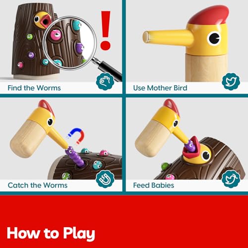 TOP BRIGHT Montessori Toys for 2 Year Old, Magnetic Bird Feeding Game | Learning Toys for Toddlers 2-4 Years, Fine Motor Skills Toy for 3 Years Old Girls and Boys, Gifts for 2 Year Old Girls Boys