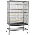 Topeakmart Wrought Iron Large Flight Parrot Bird Cage with Rolling Stand for Multiple Parakeets Conure Cockatiel Cage - size: Large