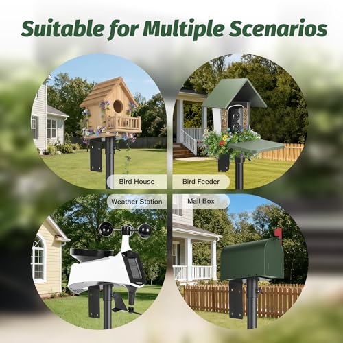 95 Inch Bird Feeder Pole Kit, Squirrel Baffle, 5-Prong Base | Heavy-Duty Metal Pole, for Bird Houses, Garden Décor, Backyard and Patio Use - size: 95 inch with baffle