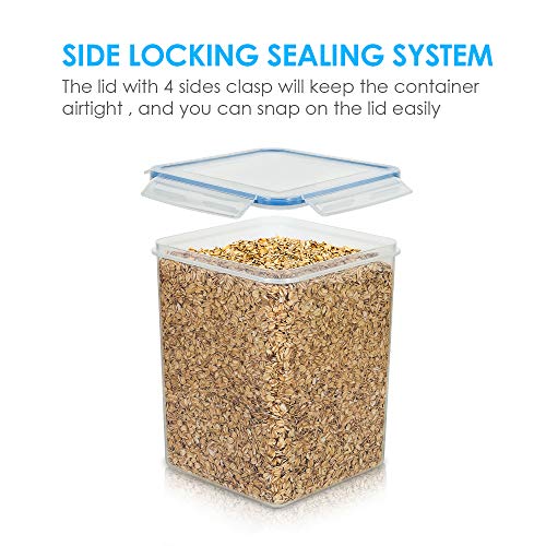 Vtopmart Large Food Storage Containers 5.2L / 175oz, 4 Pieces BPA Free Plastic Airtight Canisters for Flour, Sugar, Baking Supplies, Rice with Lids, 4 Measuring Cups and 24 Labels, Blue (Pack of 2) - color: Blue, size: 5.2L (Pack of 2)