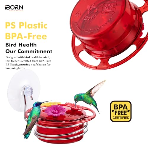 Window Hummingbird Feeder with Strong Suction Cup, BPA-Free 3.4OZ, Red 3 PK | Bee-Proof, 3 Feeding Ports, Twist-Off Lid, Easy Cleaning, Height-Adjustable, Durable for Outdoor - style: Window Hummingbird Feeder 3.4oz,3 Set