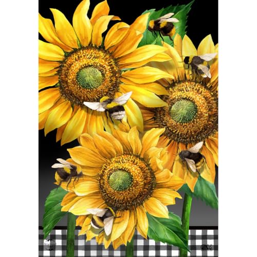 Buzzing Sunflowers Spring House Flag 40" x 28" Briarwood Lane - color: Buzzing Sunflowers