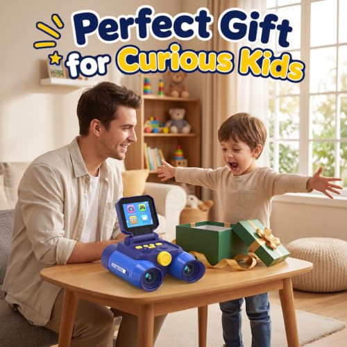 Binoculars for Kids with Night Vision,48MP Photo & 1080P Video(Blue) | 10X Optical Zoom Digital Binoculars with 2.4" IPS Screen, 20 Built-in Games, STEM Outdoor Toys Gift for Boys Girls Age 4-12 - color: Blue