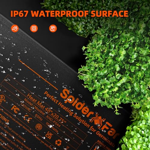 Spider Farmer 48"x20.75" Built-in Temperature Controller Seedling Heat Mat | MET & UL Certified, IP67 Waterproof Plant Heating Pad for Indoor Seed Starting Germination Hydroponics and Greenhouses - size: 48"x 20.75"