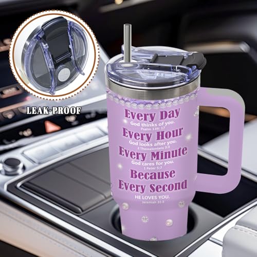 DUUV Christian Gifts, Christian Tumbler for Women, Religious Gifts for Mom Sister Wife Friends, Inspirational Spiritual Bible Verse Gift for Christmas Thanksgiving, 40 Oz Tumbler with Handle, 1PCS - color: Cross Faith