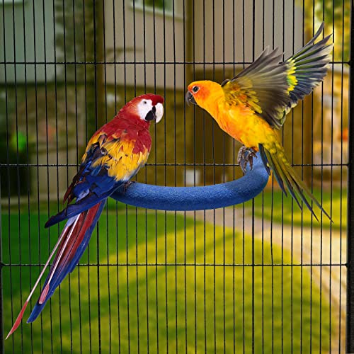 FrgKbTm U Shape Parrot Perch Stand Toy Bird Platform Sand Paw Grinding Clean Stick Exercise Conure Budgie Cockatiel Cage Accessories (Small-Blue)