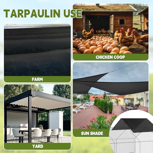 VitalCozy 90% Chicken Coop Shade Cloth, 14.5 x 6.6 ft Breathable Sunproof Chicken Coop Cover with Ball Bungees, Not Waterproof Summer Shade Mesh Net for Poultry, Plants, Greenhouse - color: 90% Shade, size: 11.4"L x 8.7"W x 4.1"H