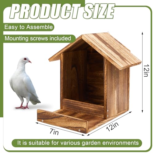 Novabright 12 Inch Large Dove Nesting Box Carbonized Weatherproof Wooden Nesting Box for Mourning Doves Outdoor Roosting Bird Nest for Cage Birdhouse Garden Decor Compatible(Wooden) - color: Wooden