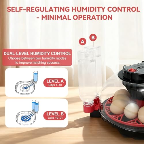 Gen II - 12 Egg Automatic Incubator, Two-Stage Humidity with Auto-Refill & Stable Temp Control, Auto Egg Turning, Candler, Real-Time Display for Hatching Chicken, Goose, Duck, Quail, Pigeon - size: 12 egg-black