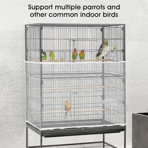 Sibba Bird Cage Seed Catcher, Parrot Nylon Mesh Net Cover Net Covers, White | Airy Gauze Guard Catcher, Soft Universal Birdcage, Elastic Cage Net, Stretchy Skirt Accessories, Pet Supplies