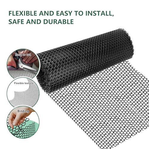 15.7 in x 39.3 FT Black Chicken Wire mesh,Comes with 60 Twist Ties,Plastic Chicken Wire Fencing,Poultry Netting,Poultry Fence,Chicken Wire for Crafts,Plastic Garden Fencing,Floral Chicken Wire - size: 15.7IN*39.3FT