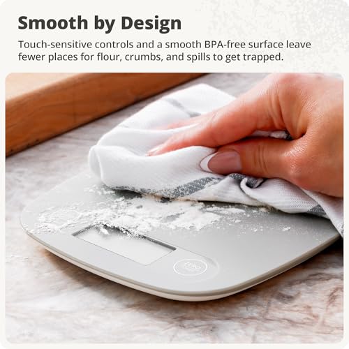 Greater Goods Food Scale, Slim & Compact Build, 1g Precision (Ash Gray) | Digital Kitchen Scale for Cooking, Meal Prep & Portion Control, Tare, Auto Shut-Off, g/oz/lb/ml Conversion & Calorie Tracking - color: Ash Gray