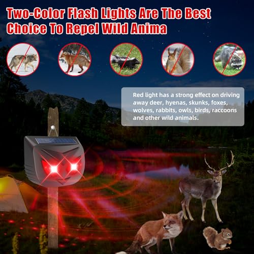 Solar Nocturnal Animal Repeller Outdoor Coyote Deterrent Predator Eyes Animal Deterrent Predator Lights for Chicken Coop, Raccoon, Deer, Skunk, Fox Out of Yard Garden Patio, 4 Pack