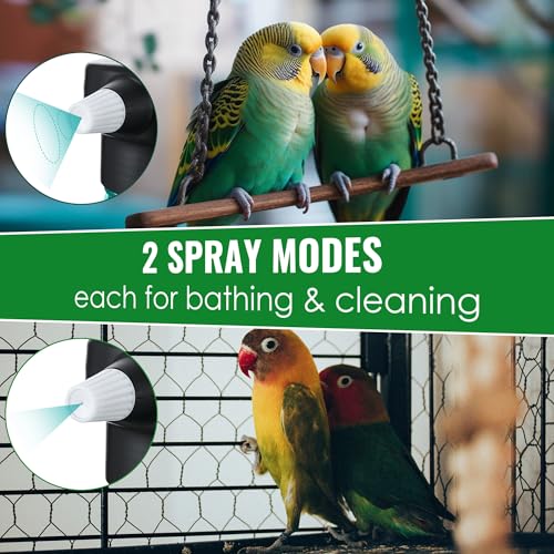 Electric Bird Bath Sprayer USB Rechargeable Auto Mister | Large Capacity Tank, Adjustable Nozzle and One Button Fine Mist for Parrots, Cockatiels, Budgies and Macaws
