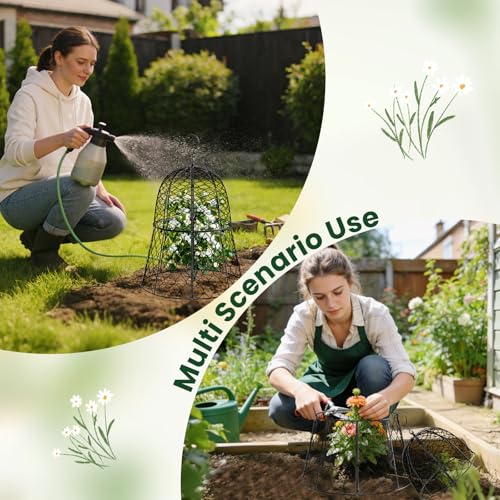 6 Pack Garden Cloche Plant Protectors from Animals, 13" x 11.8" Heavy Duty Chicken Wire Cloche, Adjustable Metal Wire Garden Cloches for Outdoor Plants, Keep Rabbits, Squirrels & Birds Away - size: 13" x 11.8"