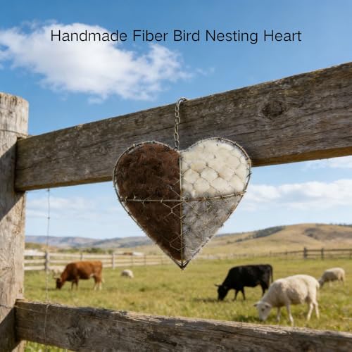 Handmade Fiber Bird Nesting Heart, Winter Tree Shelter for Wild Birds,Birds Nests Material Holder, Hummingbird Nest Boxes for Outside, Gardens, Courtyards, and Outdoor Bird Shelters