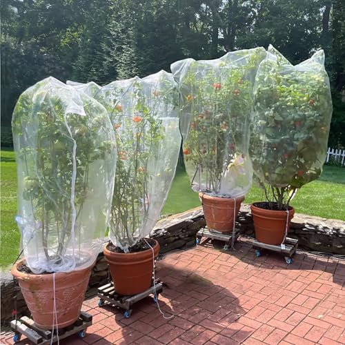 Drawstring Blueberry Netting for Bushes (2 Pack 3.28×2.62FT) - Easy Install Reusable Garden Netting, Protective Mesh for Fruit Trees & Tomato Plants, Blocks Birds, Squirrels & Insects - size: 3.28×2.62FT