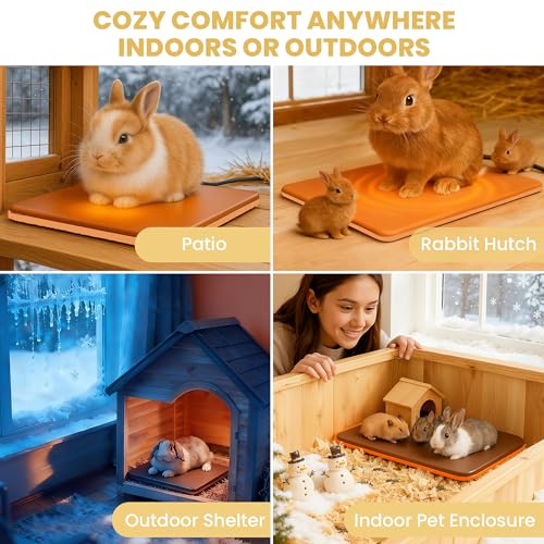 Small Animal Heating Pad, Small Animal Bed, Large Outdoor/Indoor Winter Thermal Heating Pad for Rabbits, Guinea Pigs & Chickens, Waterproof & Chew-Resistant, 30W Energy-Efficient (L:15.7" x 11") - size: L: 15.7" x 11"