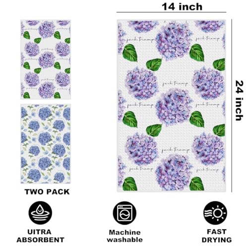 Jztco 2 Pcs Funny Trump Kitchen Towels, Anti Trump Gifts for Women | Hydrangea Waffle Hand Towels for Kitchen Home Decor, Absorbent Microfiber Dish Cloth Tea Towel 24x14 Inch - color: Multi 1357