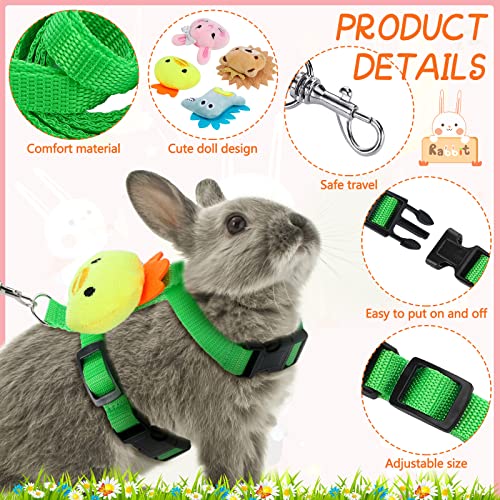 Tondiamo 4 Pcs Adjustable Bunny Harness and Leash Set for Small Pet,Animal | Cute Vest Harnesses, for Rabbits Ferrets Guinea Pig Kitten Puppy, Small Pet Supply, Adjustable Straps, Animal Design - color: Animals
