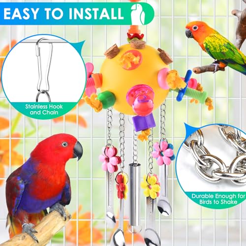 KATUMO Bird Toys Pull Spoons Colorful Acrylic Stick Toys Parrot Chew Toy for Amazon Parrot, African Grey, Conure, Caique, Quaker, Small Cockatoo, Mini Macaw, Eclectus and Similar Birds - color: Yellow ball