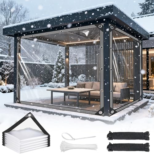Clear Tarps Heavy Duty Waterproof - 4x6ft Clear Tarps with Grommets - 14mil Thickened Transparent Plastic Vinyl Tarp for Patio Porches Greenhouse Chicken Coop Cover, with Fixed Accessories - size: 4x6ft (120*180cm)