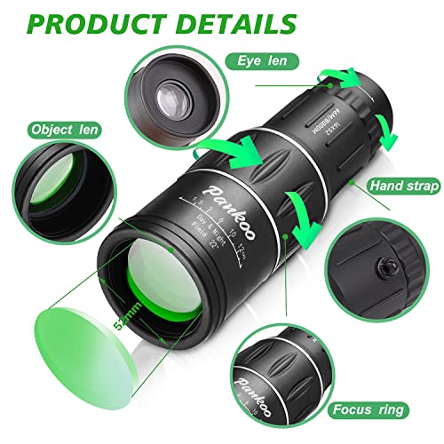 Monocular Telescope High Power 16X52, 2026 Power Prism Compact Monoculars for Adults Kids, Birthday Gifts for Men, Waterproof Fogproof Shockproof with Hand Strap, Bird Watching Hunting Camping Hiking - color: Black