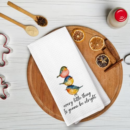 Every Little Thing is Gonna Be Alright Bird Kitchen Towels, Bird Gifts for Women, Inspirational Quotes Spring Hand Towels for Kitchen Bathroom, Inspirational Decorative Hand Towel - color: Color-3